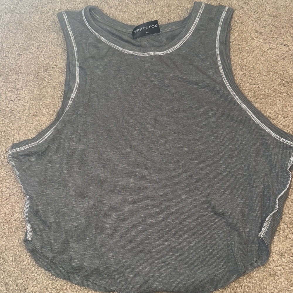 White Fox Boutique Charcoal Tank Top